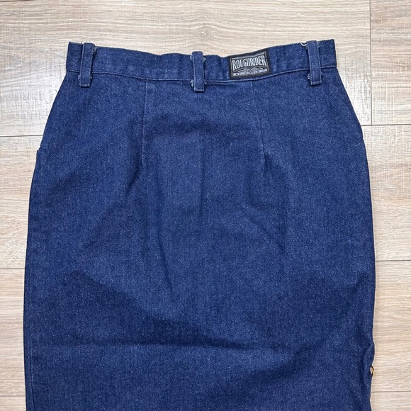 Vintage Roughrider Blue Denim Long Maxi Skirt Lace Up Western‎ Cowgirl Rodeo 29W - Picture 7 of 8
